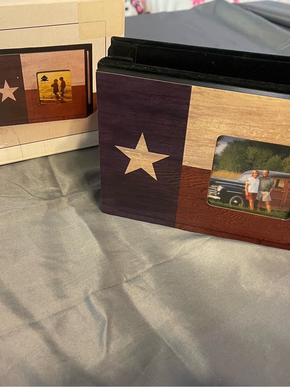 Texas Flag Wooden Picture Frame in Brown, Blue & Cream-check pictures